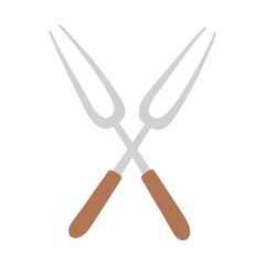 Poster - crossed forks kitchen utensil steel isolated icon design white background