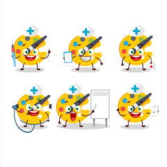 Poster - Doctor profession emoticon with color palette cartoon character