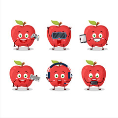 Sticker - Apple cartoon character are playing games with various cute emoticons