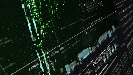 Aufkleber - Futuristic holographic simulation of artificial neural networks intelligence performing Data Sequence Analysis head up display background
