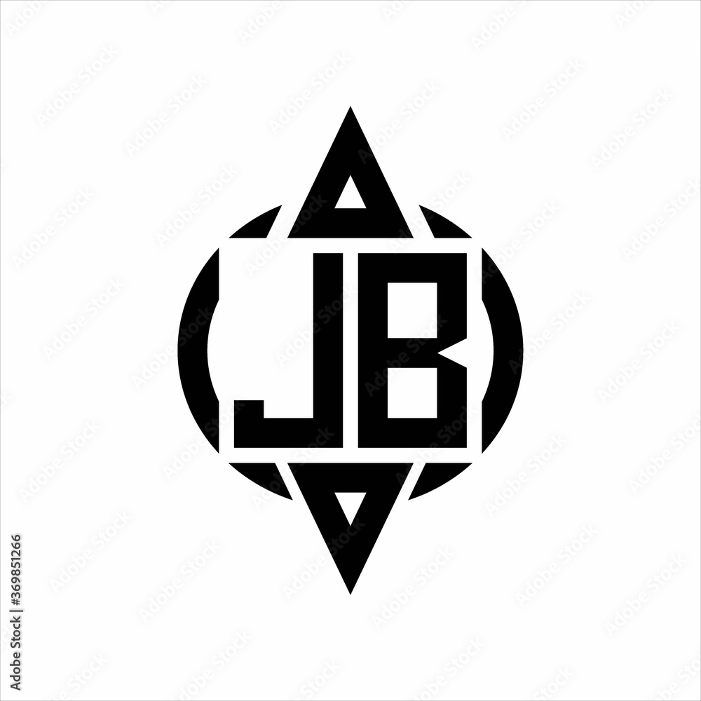 JB Logo with circle rounded combine triangle top and bottom side design ...