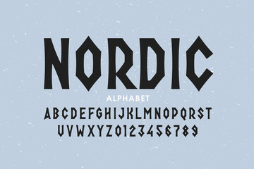 Wall Mural - Nordic style font design, alphabet letters and numbers