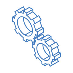 Poster - isometric repair construction gears cogwheels mechanic work tool and equipment linear style icon design