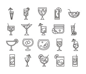 Sticker - cocktail icon drink liquor refreshing alcohol glass cups icons collection