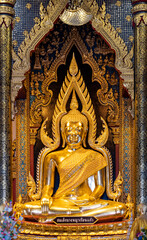 Wall Mural - Phitsanulok, THAILAND -  August 6, 2020: Somdet Nang Phaya Ruean Kaew is the name of Buddha Statue in a chapel of Nang Phaya Temple, Phitsanulok province.