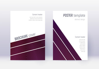 Geometric cover design template set. Violet abstra