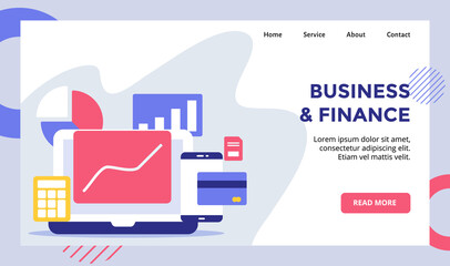 Wall Mural - business finance concept campaign for web website home homepage landing page template banner with fl