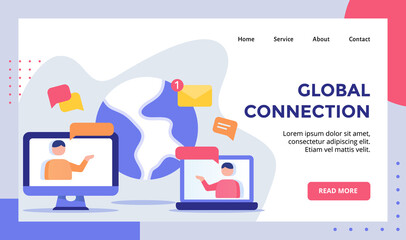 Wall Mural - global connection concept campaign for web website home homepage landing page template banner with f