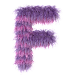 3d decorative cartoon animal purple fur letter F