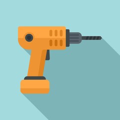 Canvas Print - Electric drill icon. Flat illustration of electric drill vector icon for web design