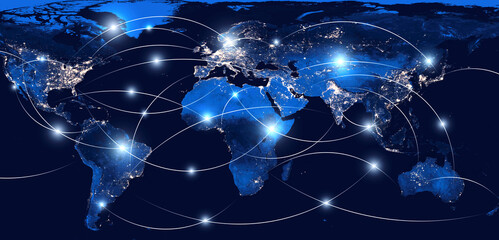 global networking and international communication. world map as a symbol of the global network. elem