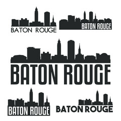 Wall Mural - Baton Rouge Louisiana USA Flat Icon Skyline Vector Silhouette Design Set.