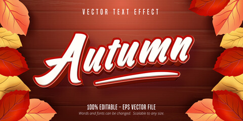 Sticker - Autumn text, autumn style editable text effect on wooden background