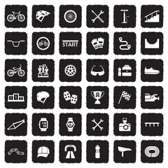 Wall Mural - Biking Icons. Grunge Black Flat Design. Vector Illustration.