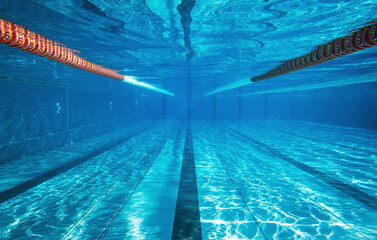 Wall Mural - empty underwater swimming pool with copy space