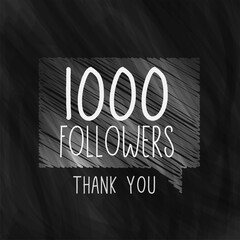 Poster - 1000 social media followers background in black sketch style