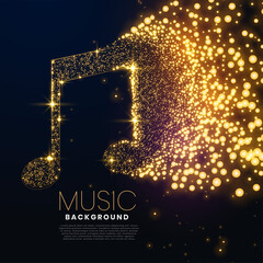 Poster - music note made with glowing particles background design