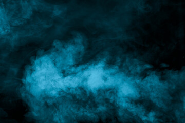 Leinwandbilder - Cyan smoke on black background
