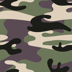 Wall Mural - Military camouflage seamless pattern. Khaki texture. Trendy background. Abstract color vector illustration. For design wallpaper, wrapping paper, fabric.