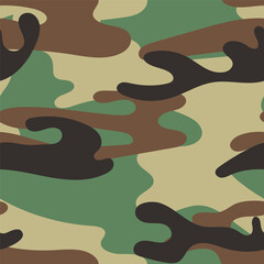 Wall Mural - Military camouflage seamless pattern. Khaki texture. Trendy background. Abstract color vector illustration. For design wallpaper, wrapping paper, fabric.