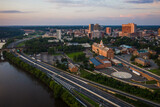 Fototapeta Miasto - Aerial Sunrise of Rutgers University New Brunswick New Jersey 