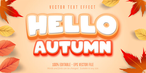 Wall Mural - Hello autumn text, autumn style editable text effect