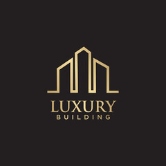 Poster - Luxury building logo design with gold color