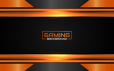 Wall Mural - abstract futuristic black and orange gaming background with modern esport shapes. vector design temp