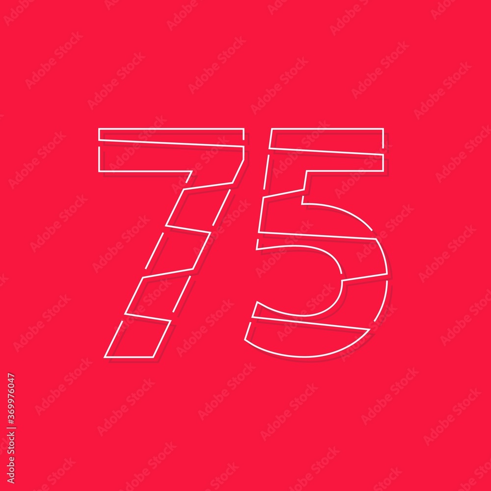 75 Text Number 75 number, linear stroke font. Modern trendy, creative style design ...