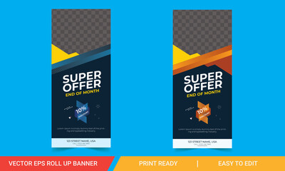 Wall Mural - Print ready roll up banner design template, vertical, abstract background, pull up design, modern x-banner, rectangle size.