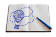 Doodle_hot-air balloon_paper notebook_pen_isolated