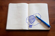 Doodle_hot-air balloon_paper notebook_pen_wooden background