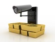 © deepagopi2011 - 3d rendering Gold ingots protected CCTV camera