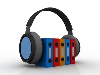 3d rendering Binder connected headphone
