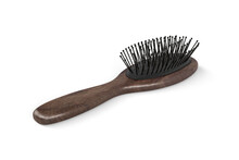 A Wooden Hairbrush Isolated On A White Background - 3D Render