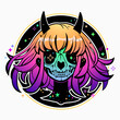 portrait of dead colorful magic demon girl