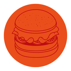 Poster - hamburger fast food, line style icon vector illustration design