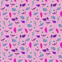  Christmas seamless pattern with branches, berries and leaves