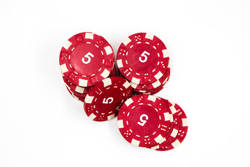 poker chips on white background