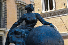 Iron Statue Of A Woman. Palace Of The Province Of Rome.