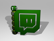 3D Illustration Of Twitch Graphics And Text Around The Icon Made By Metallic Dice Letters For The Related Meanings Of The Concept And Presentations