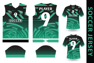 soccer jersey pattern and design in abstract green colors