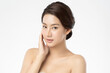 © kitthanes - Beautiful Young asian Woman with Clean Fresh Skin, on white background, Face care, Facial treatment, Cosmetology, beauty and spa, Asian women portrait