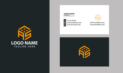 Cube AS letter logo. Property and Construction AS Logo design for business corporate sign with Creative Modern Trendy with a minimal business card