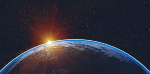 Wall Mural - blue planet earth with spectacular sunset. (elements of this image furnished by nasa.)