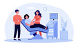 © Bro Vector - Expecting couple visiting doctor for ultrasound test. Sonographer using scanner for pregnant woman examination. Vector illustration for sonography, pregnancy, consultation concept