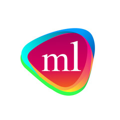 Letter ML logo in triangle shape and colorful background, letter combination logo design for company identity.