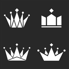 Wall Mural - Crown logo mockup set royal symbol of king or queen, clip art object black and white minimal style tiara