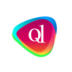 Letter QL logo in triangle shape and colorful background, letter combination logo design for company identity.