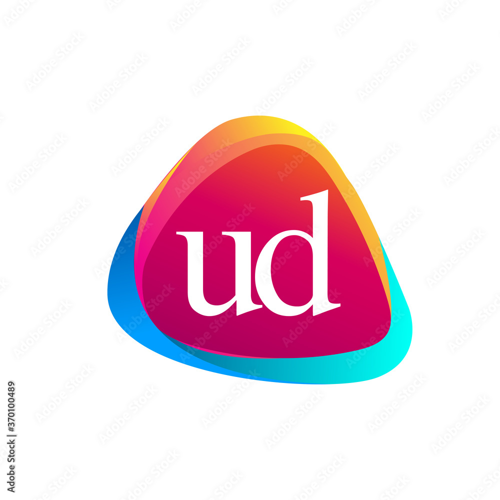 Letter UD logo in triangle shape and colorful background, letter ...